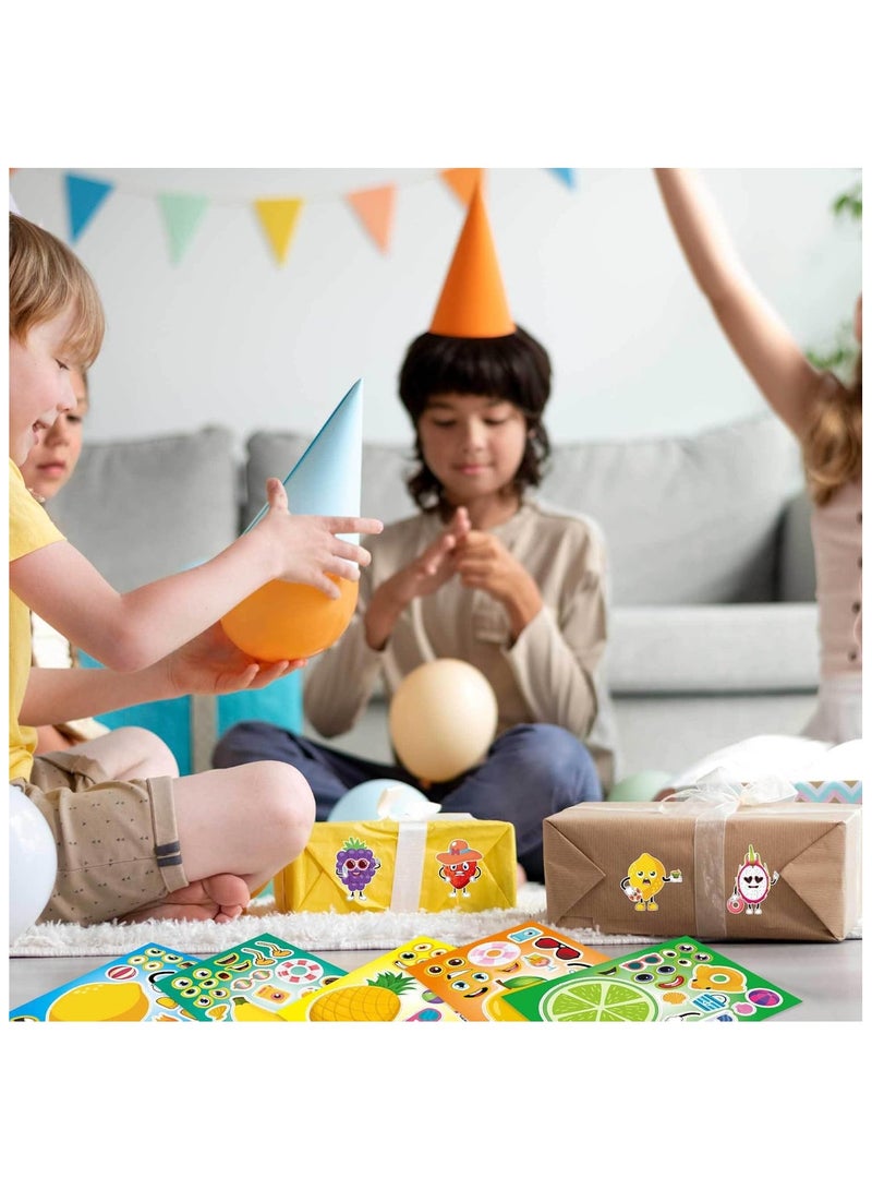 24 Sheets Make Your Own Fruit Stickers Make A Face Stickers for Kids with Cartoon Fruit Summer Hawaii Theme Characters Kids Party Supplies - Image 4