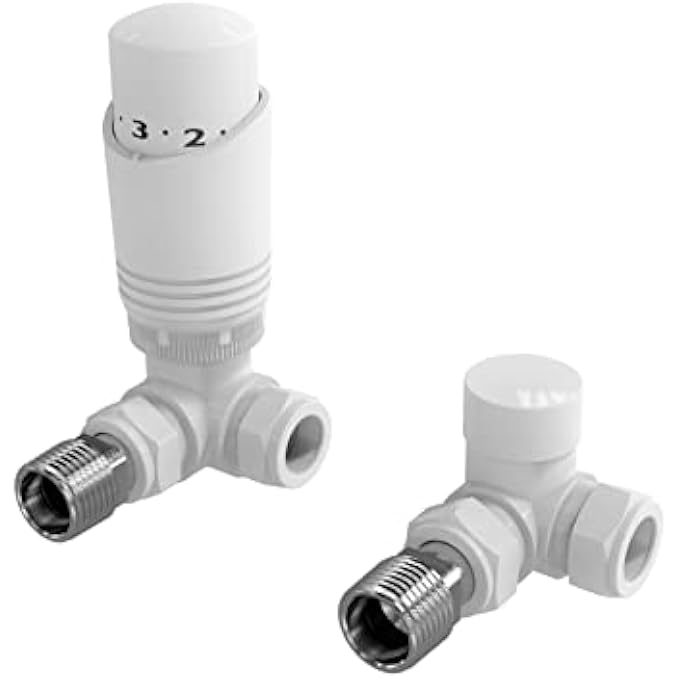 WHITE THERMOSTATIC RADIATOR VALVE ANGLED CORNER OR STRAIGHT WHITE RADIATOR TRV THERMOSTAT VALVES (CORNER) - Image 1