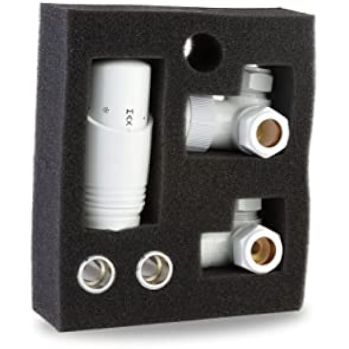 WHITE THERMOSTATIC RADIATOR VALVE ANGLED CORNER OR STRAIGHT WHITE RADIATOR TRV THERMOSTAT VALVES (CORNER) - Image 3