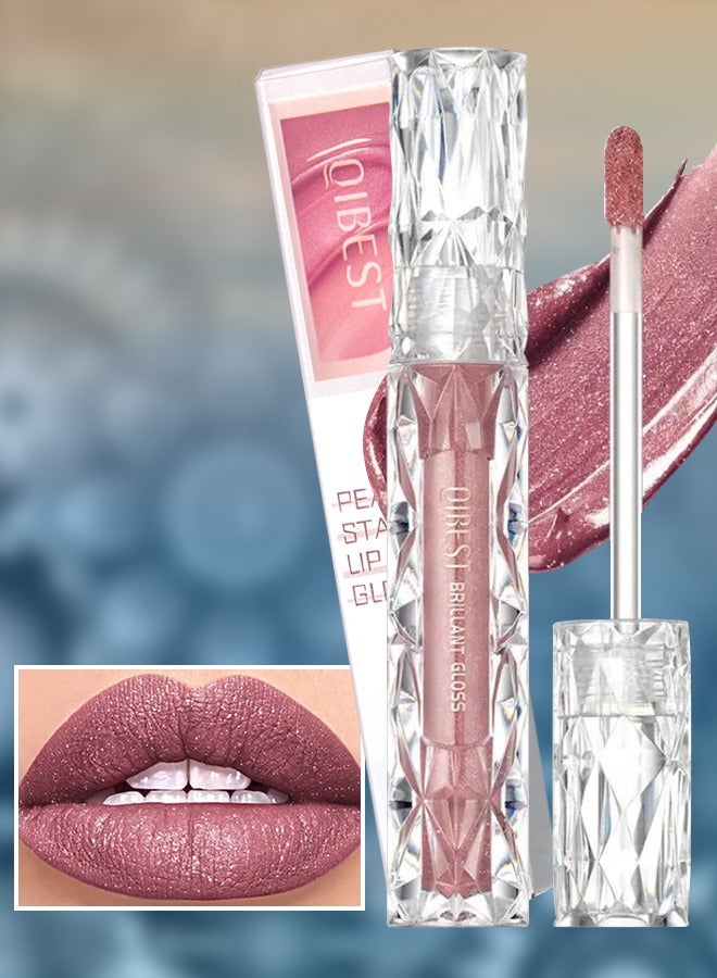 QiBest ملمع شفاه Pearly Stay ملمع شفاه غير لامع من Diamond Matte Lip Oil Gloss لامع معدني أحمر شفاه سائل لامع لامع ملمع شفاه لامع بلمسة نهائية لامعة صبغة عالية ملمع شفاه يدوم طويلاً مكياج رقم 01 - Image 1
