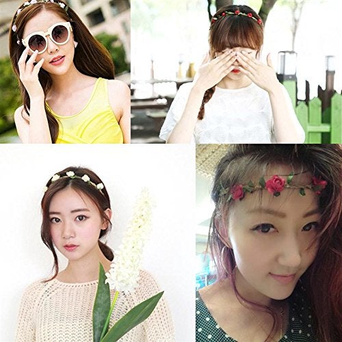 Rocutus 10pcs Bohemian Flower Crown Floral Wreath Garland Headbands for Women (10 Pieces) - Image 4