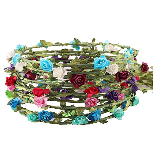 Rocutus 10pcs Bohemian Flower Crown Floral Wreath Garland Headbands for Women (10 Pieces) - Image 3