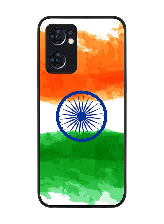 Stylizedd Rugged Black edge case for Oppo Reno7 5G  Slim fit Soft Case Flexible Rubber Edges Anti Drop TPU Gel Thin Cover - Blue Chakra - Image 1