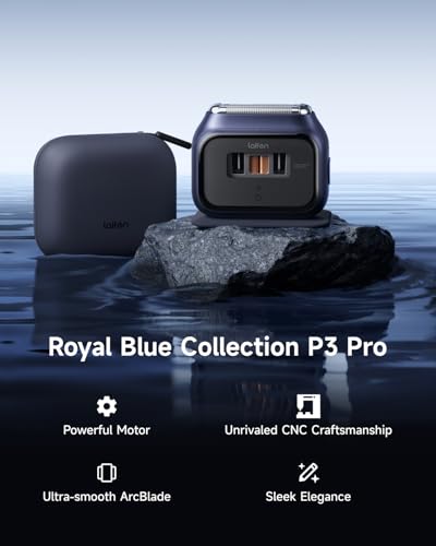 Laifen P3 Pro 3Blade Electric Shaver Set Includes P3 Pro Shaver Travel Pod NonSlip Pad Dual Linear Motors 12000 CutsMin 100Min Runtime IPX7 Waterproof Royal Blue - Image 3