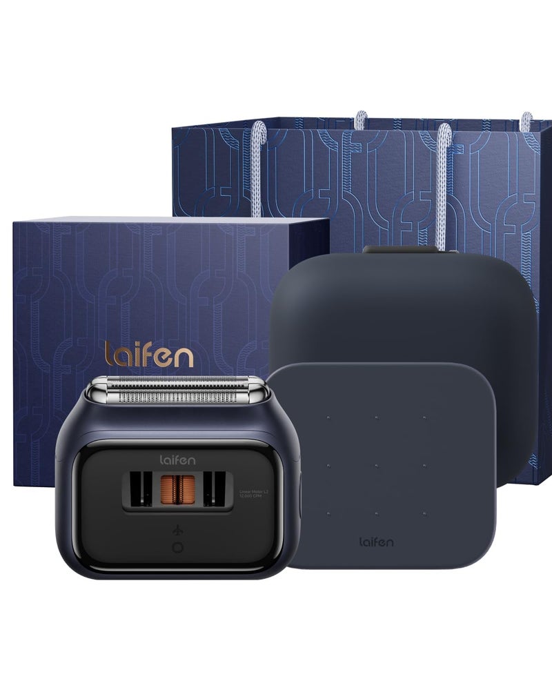 Laifen P3 Pro 3Blade Electric Shaver Set Includes P3 Pro Shaver Travel Pod NonSlip Pad Dual Linear Motors 12000 CutsMin 100Min Runtime IPX7 Waterproof Royal Blue - Image 2