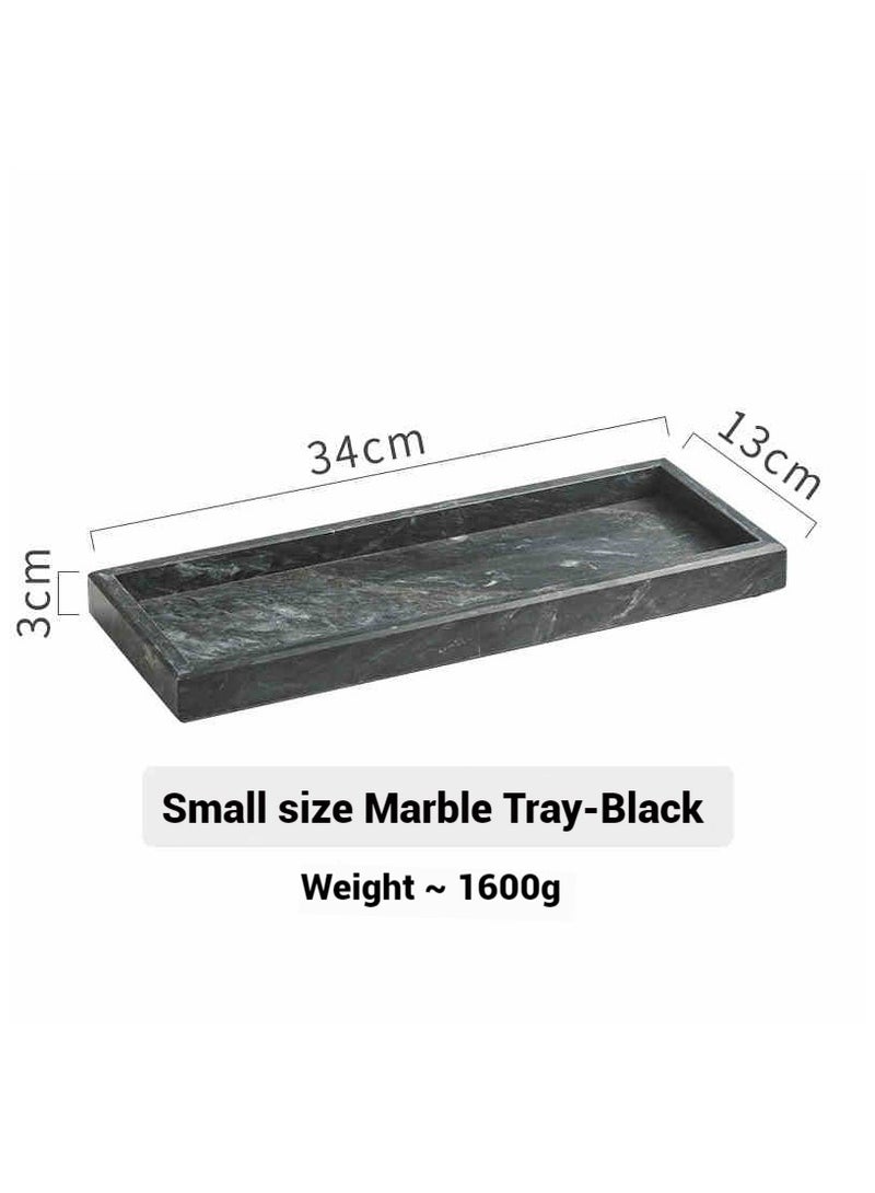 JiFENG Natural Marble Vanity Tray, Dresser Organizer Tray, Bathroom Tray, Home Decor,Multipurpose Tray (Black) - 30 x 13 CM - Image 3