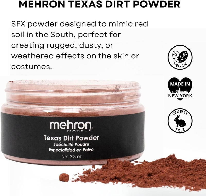 Mehron Makeup Texas Dirt Powder - Special Effects Loose Powder (2.3 Ounce) - Image 2