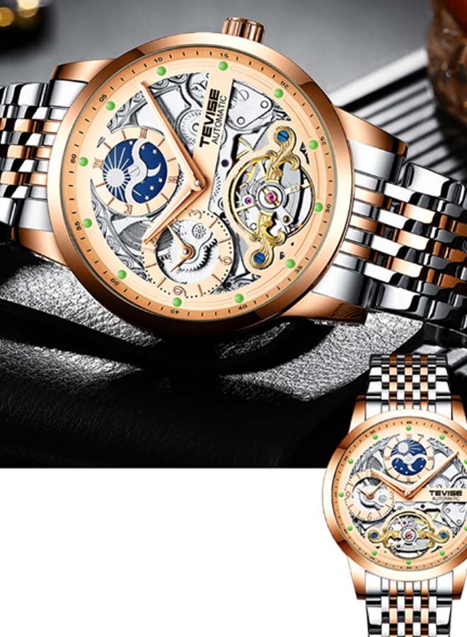 تيفيز ساعة يد من الستانلس ستيل طراز J4485RG-KM قياس 42 مم - ذهبي/فضي للرجال - Image 2