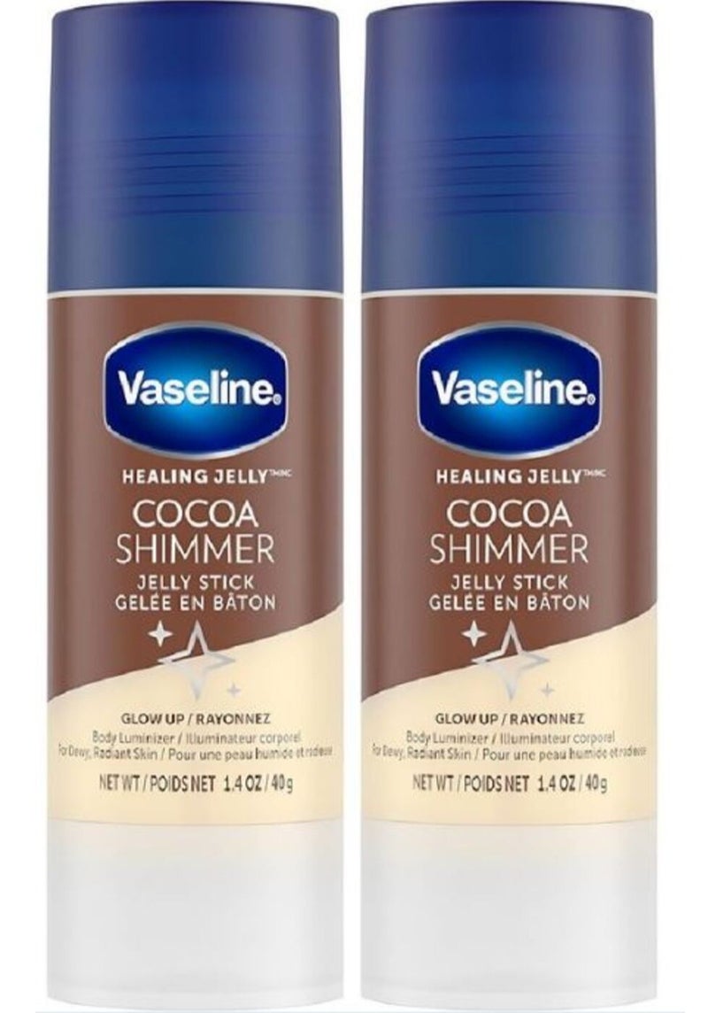 فازلين هيلينج جيلي كاكاو شيمر جيلي ستيك - مرطب للجسم يمنحه إشراقة، 40 غرام، قطعتان - Image 1