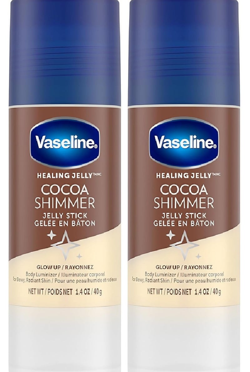 فازلين هيلينج جيلي كاكاو شيمر جيلي ستيك - مرطب للجسم يمنحه إشراقة، 40 غرام، قطعتان - Image 2