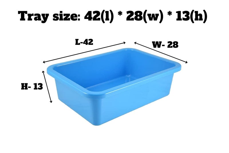 NETXE Unbreakable Multipurpose Plastic Tray Big/Large Size, Multipurpose Organizer Rectangle Shape Tray, Water tra.y, Plastic tubs for Kitchen Utensils (Size : 42 x 28 x 13 cm) - Image 2