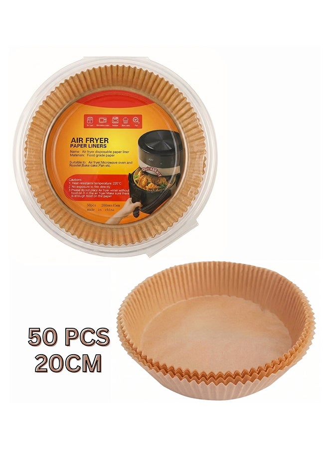 Feelings Round Air Fryer Paper Liners, 20cm, Pack of 50 – Non-Stick Grease-Proof Disposable Parchment Sheets for Air Fryers, Steamers & Baking, Easy-Cleanup Kitchen Liners, Beige - Image 2