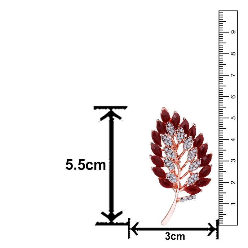 Mahi Rose Gold Plated Studed Crystals Leaf Shaped Brooch/Saree Pin Clothing Accessories for Women (PABP1101153PR) - Image 4