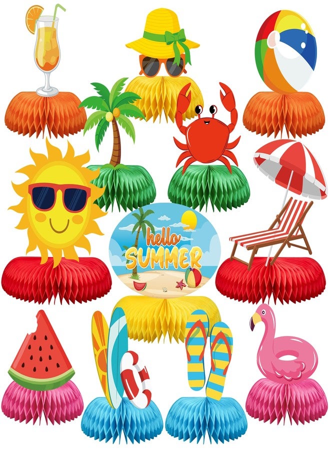 Maniaacer 12 Pcs Beach Party Honeycomb Centerpieces Summer Party Table Decorations Beach Pool Theme Table Toppers for Summer Birthday Supplies Home Tables Decoration - Image 1