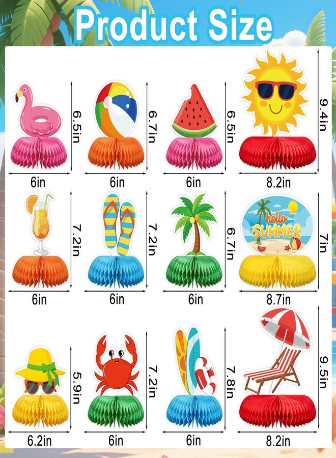 Maniaacer 12 Pcs Beach Party Honeycomb Centerpieces Summer Party Table Decorations Beach Pool Theme Table Toppers for Summer Birthday Supplies Home Tables Decoration - Image 2