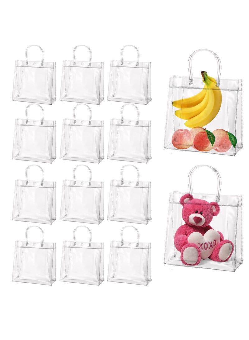 Excefore Clear PVC Gift Bags Reusable Transparent Shopping Bag Gift Wrap Tote with Handles for Wedding Flowers Birthday Valentines Day Party Bags 20 x 20 x 8cm(16Pcs) - Image 1