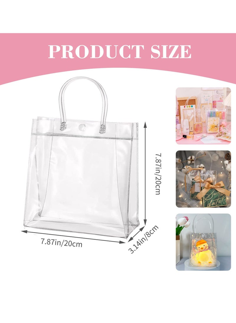 Excefore Clear PVC Gift Bags Reusable Transparent Shopping Bag Gift Wrap Tote with Handles for Wedding Flowers Birthday Valentines Day Party Bags 20 x 20 x 8cm(16Pcs) - Image 2