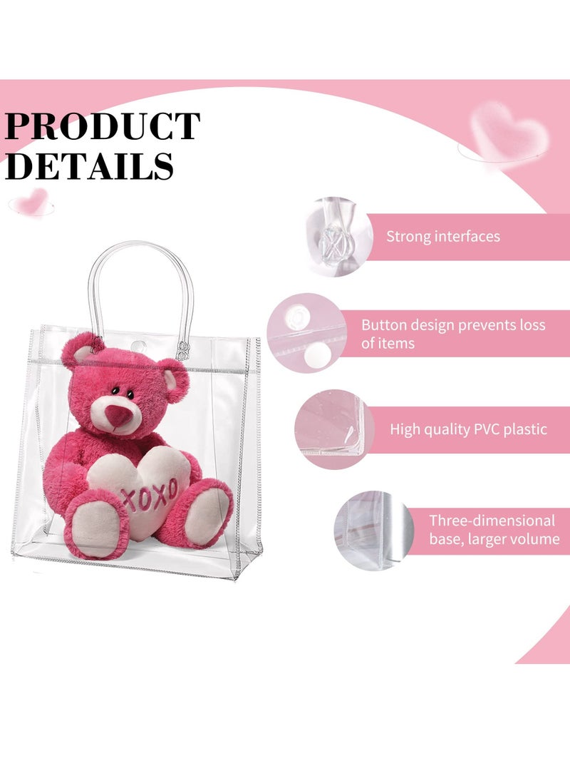 Excefore Clear PVC Gift Bags Reusable Transparent Shopping Bag Gift Wrap Tote with Handles for Wedding Flowers Birthday Valentines Day Party Bags 20 x 20 x 8cm(16Pcs) - Image 3