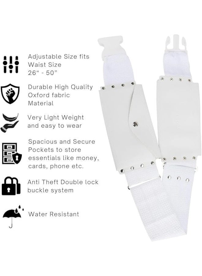 أمياي حزام الإحرام الفاخر للرجال، أبيض قابل للتعديل ومريح، مقاوم للماء ويتبع السنة النبوية - Image 2