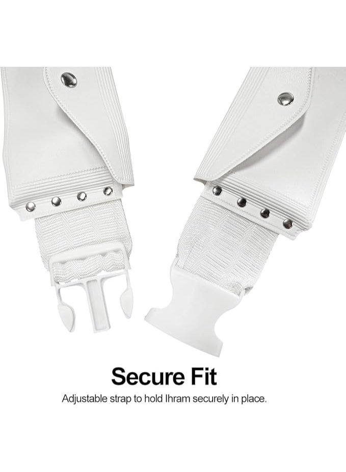 أمياي حزام الإحرام الفاخر للرجال، أبيض قابل للتعديل ومريح، مقاوم للماء ويتبع السنة النبوية - Image 4