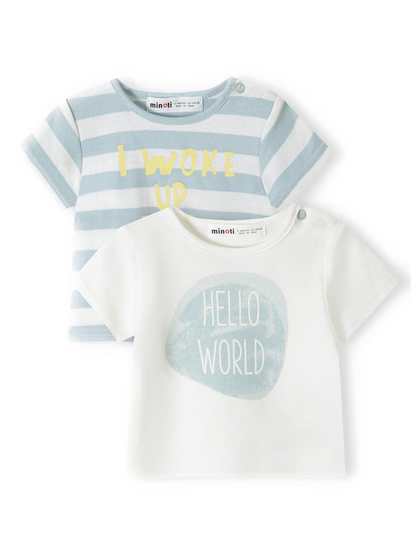 MINOTI Baby 2-Pack Cotton Short Sleeves T-Shirts with Print  - Image 1