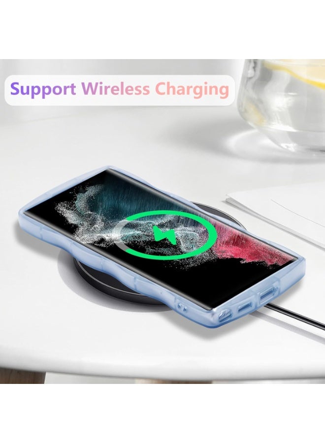 غطاء هاتف سامسونج جالاكسي S25 Ultra 5G مقاس 6.9 بوصة، غطاء منحني مموج بلمسة نجمية لامعة، غطاء TPU ناعم مقاوم للصدمات لحماية الهاتف، لون أزرق - للنساء والبنات - Image 5