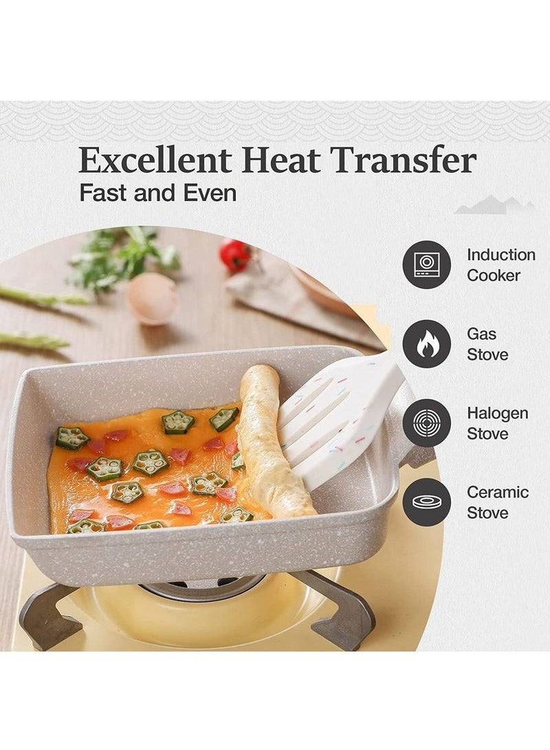 Beauenty Nonstick Granite Cooking Pan for Eggs and Omelette, Induction and Gas Cooktop Compatible with Heat-Resistant Handle (7.1x5.9 Inch)  - Image 2