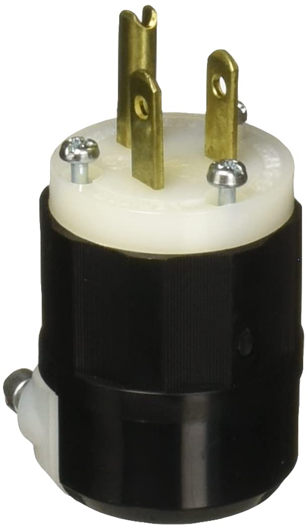Leviton 5266-C Black-White, 15 Amp, 125 Volt, Industrial Grade, Plug, Straight Blade, Grounding, 1 Pack - Image 1