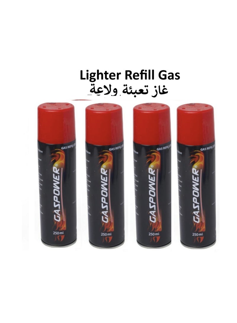 GASPOWER Purified Butane Gas For Refilling With Nozzle Heads 250 mL (4Pc) - Image 1
