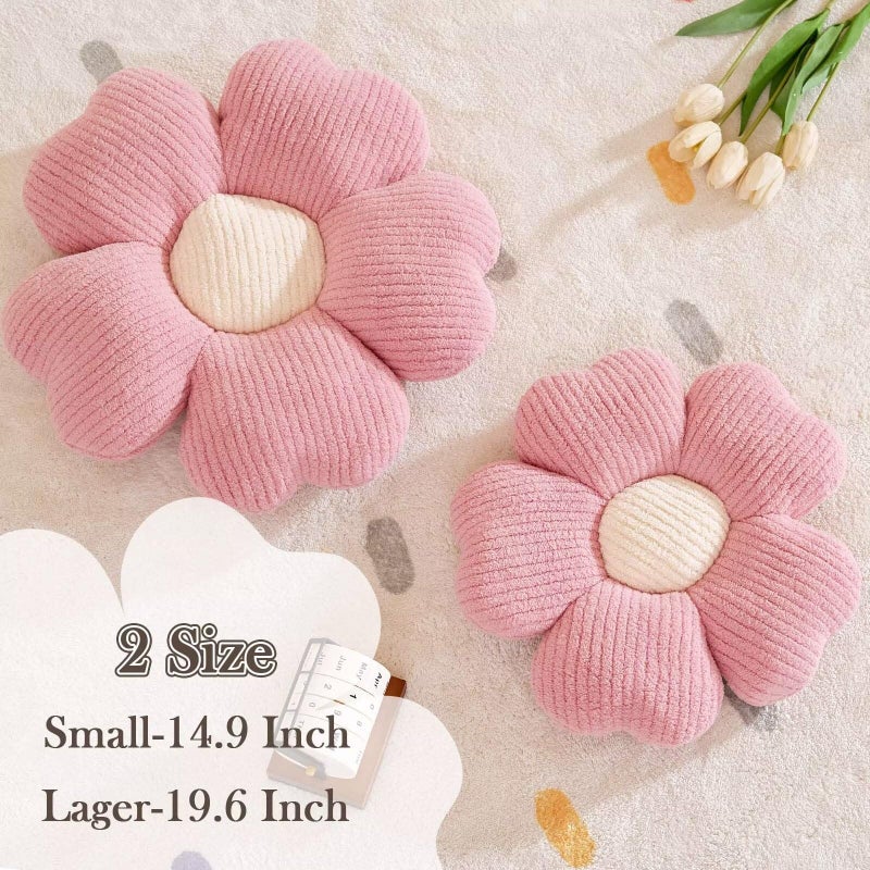Kcvvcr Flower Throw Pillow, Cute Flower Shaped Pillow Decorative Throw Pillow for Bed Couch, Soft Daisy Pillows Floor Seating Cushion Cushions (14.9 Inch Pink) - Image 2