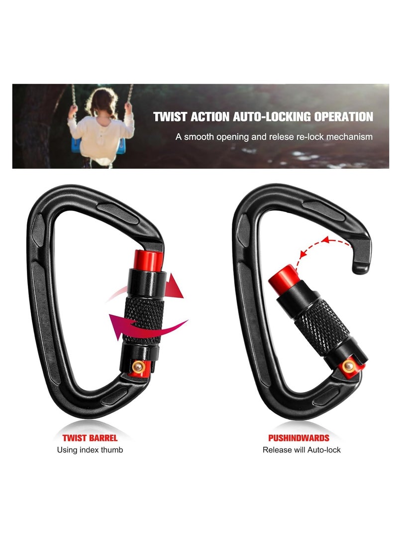 SYOSI Auto Locking Carabiner Clips - 24KN (5289lbs) Heavy Duty Carabiners, 2PCS Large Carabiner Clip for Keychains, Hammock, Camping, Gym, Hiking, Outdoor, Dog Leash - Image 2