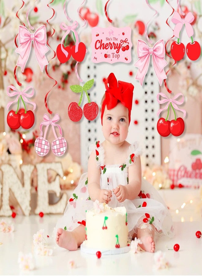 K KUMEED Cherry Party Decorations,She's The Cherry On Top Theme Hanging Swirl,Cute Summer Red and Pink Cherries Foil Swirls Ceiling for Birthday Baby Shower Wedding Bridal Shower Girls - Image 4