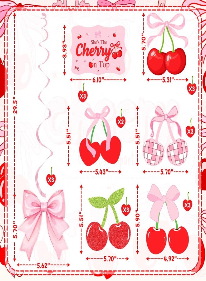 K KUMEED Cherry Party Decorations,She's The Cherry On Top Theme Hanging Swirl,Cute Summer Red and Pink Cherries Foil Swirls Ceiling for Birthday Baby Shower Wedding Bridal Shower Girls - Image 2