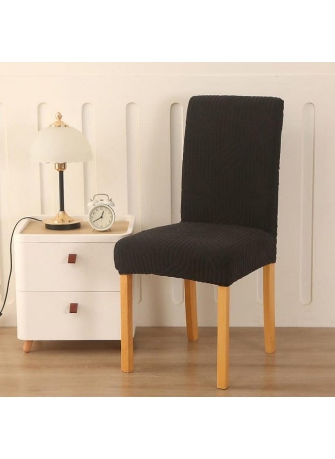 Styleys Styleys Elastic Chair Cover Stretch Removable Washable Short Jacquard Dining Chair Cover Protector Seat Slipcover (Pack of 6, Black, JTMC4)  - Image 2