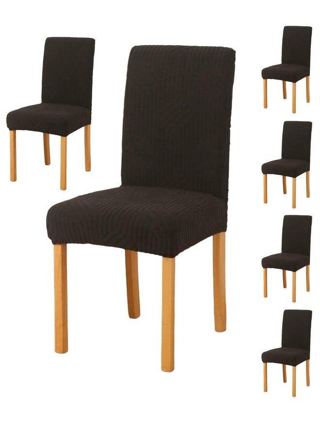 Styleys Styleys Elastic Chair Cover Stretch Removable Washable Short Jacquard Dining Chair Cover Protector Seat Slipcover (Pack of 6, Black, JTMC4)  - Image 1