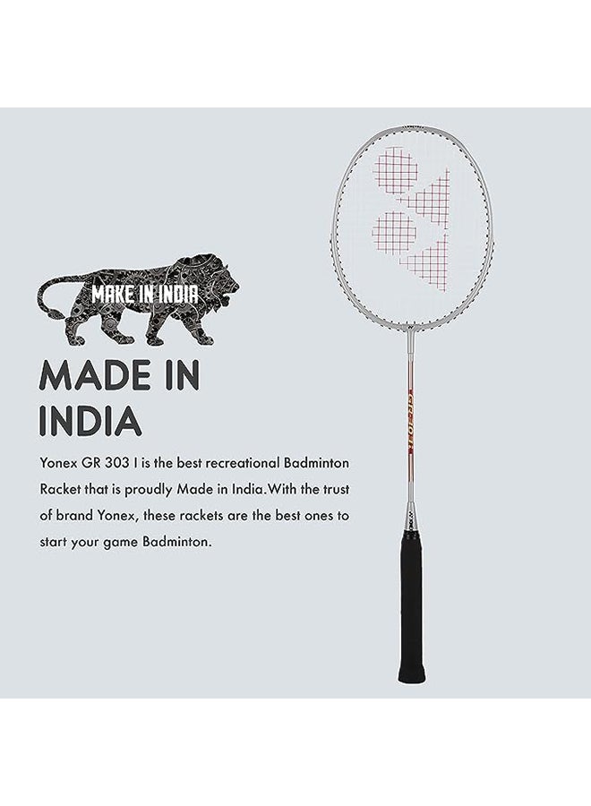 Yonex راكت بادلمنتون فضي من الألمنيوم Gr 303I مع غطاء كامل - Image 3