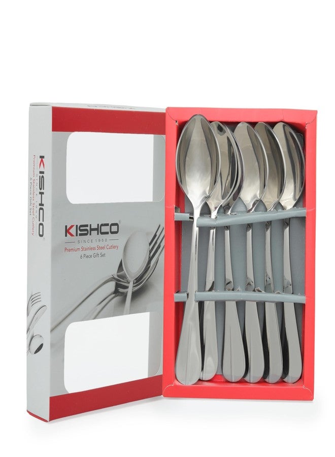 KISHCO طقم ملاعق كيشكو فييستا المصنوعة من الفولاذ المقاوم للصدأ للحلويات/العشاء - عبوة من 6 قطع - Image 3