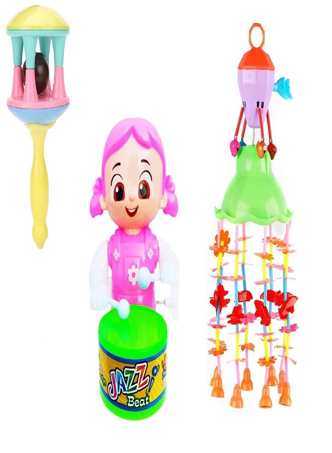 SHANVI Toys Merry go Round for Infants no.11, Attachable to Cradle or Window, Soothing Music and Various Shapes for Developing Imagination and Thinking (JHO-Pink Baby-3 Cut rettel Toys-03) - Image 1