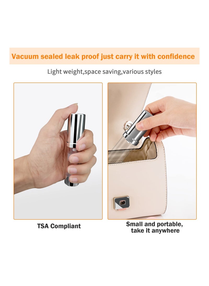 5 Pcs 1oz 30ml Silver Airless Travel Spray Bottles - Refillable Vacuum Cosmetic Containers for Perfume & Liquid, Perfect for Travel - Image 4