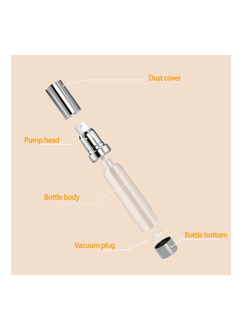 5 Pcs 1oz 30ml Silver Airless Travel Spray Bottles - Refillable Vacuum Cosmetic Containers for Perfume & Liquid, Perfect for Travel - Image 5