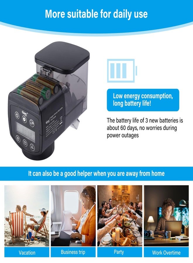 هايغر مغذي أسماك أوتوماتيكي من هيغر لأحواض السمك: موزع طعام أسماك أوتوماتيكي مزود بمؤقت، ونظام تغذية كمي وثابت النقطة، مناسب لأسماك البيتا والسلاحف في الأحواض الصغيرة - مغذي مثالي لأحواض السمك أثناء العطلات، يعمل بثلاث بطاريات AAA. - Image 5