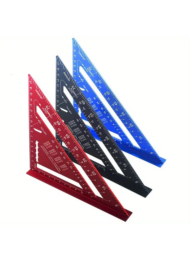 Blue Aluminum Triangular Ruler 4 Inch Metric Precision Measurement Tool - Image 5