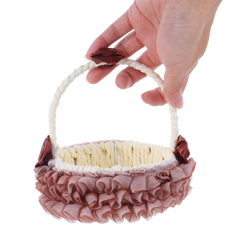 Elegant Hand Woven Wedding Floral Basket Multi-Functional Candy Storage Basket Diy Decorative Basket For Wedding Decor Bridal Showers And Parties - Image 2