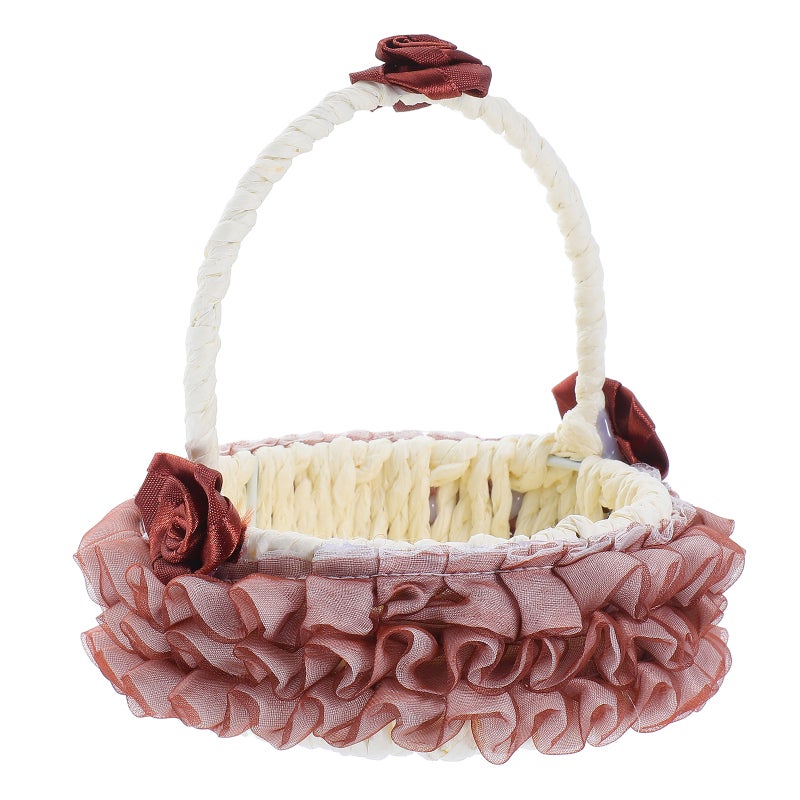Elegant Hand Woven Wedding Floral Basket Multi-Functional Candy Storage Basket Diy Decorative Basket For Wedding Decor Bridal Showers And Parties - Image 3