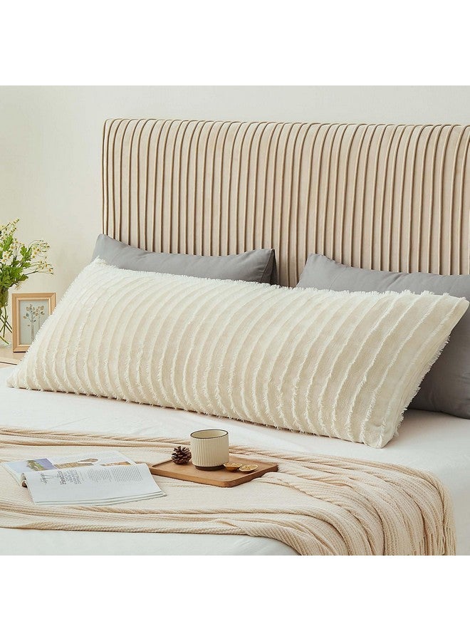 BEDELITE BEDELITE Body Pillow Cover with Zipper Closure, Decorative Boho Fleece Pillowcase 20 x 54 Inches, Luxury Fluffy Plush Long Body Pillow Pillowcase for All Seasons(Beige-Boho) - Image 1