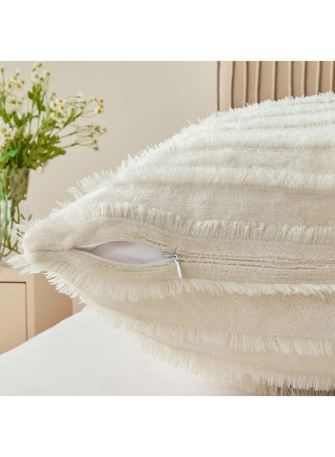 BEDELITE BEDELITE Body Pillow Cover with Zipper Closure, Decorative Boho Fleece Pillowcase 20 x 54 Inches, Luxury Fluffy Plush Long Body Pillow Pillowcase for All Seasons(Beige-Boho) - Image 4