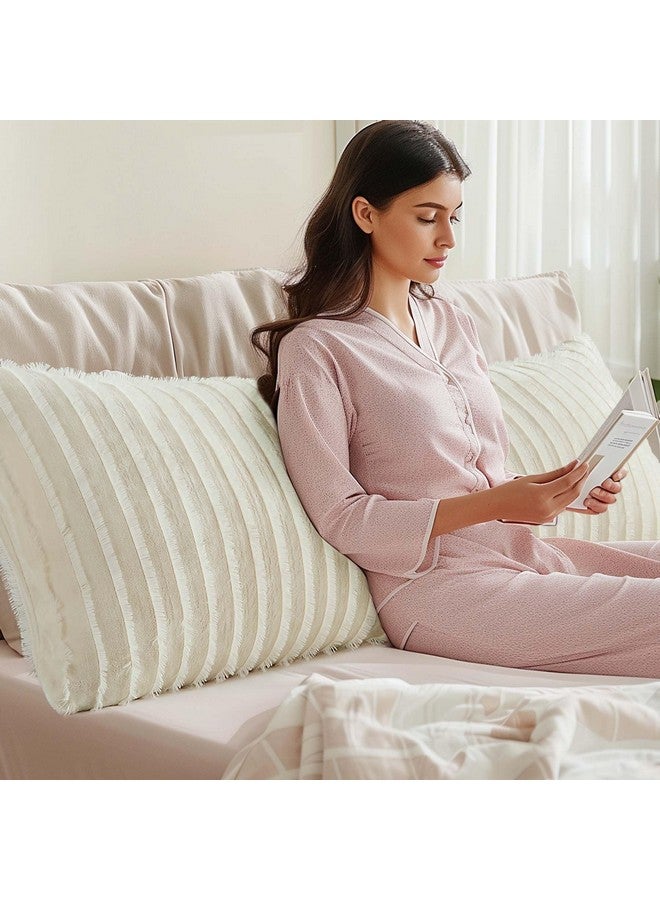 BEDELITE BEDELITE Body Pillow Cover with Zipper Closure, Decorative Boho Fleece Pillowcase 20 x 54 Inches, Luxury Fluffy Plush Long Body Pillow Pillowcase for All Seasons(Beige-Boho) - Image 5