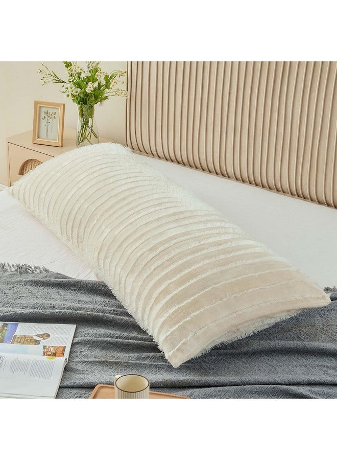 BEDELITE BEDELITE Body Pillow Cover with Zipper Closure, Decorative Boho Fleece Pillowcase 20 x 54 Inches, Luxury Fluffy Plush Long Body Pillow Pillowcase for All Seasons(Beige-Boho) - Image 2