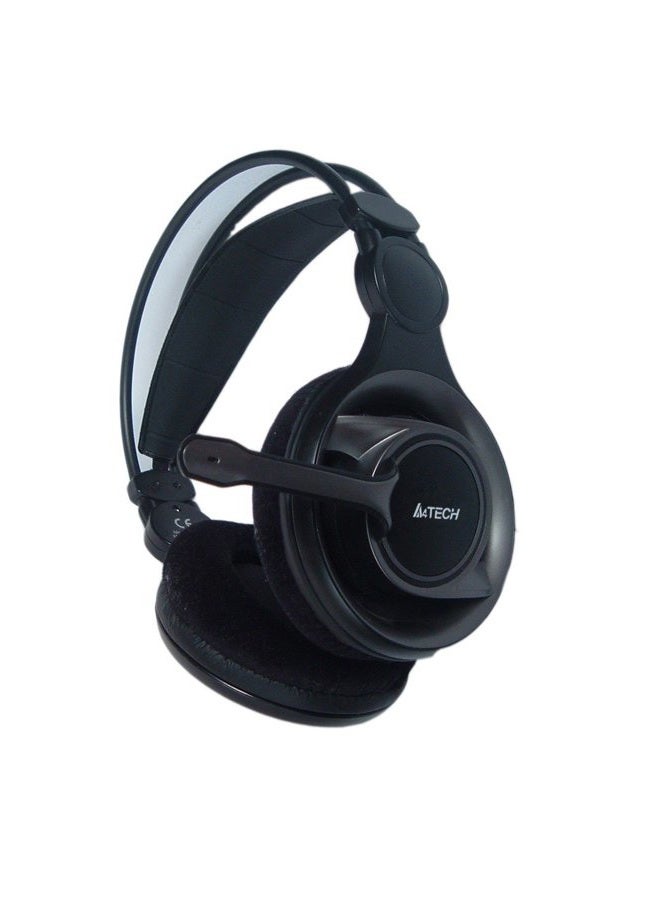 A4TECH HS-100 Stereo Gaming Headset Office Headphone with Aux Mic Split - Image 1
