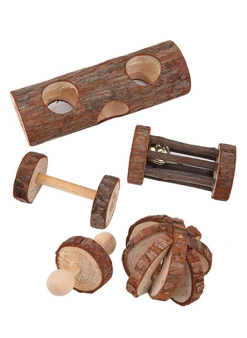 ألعاب المضغ للأسنان ملحقات قفص كرة الصنوبر الخشبي الطبيعي للهامستر - Image 4